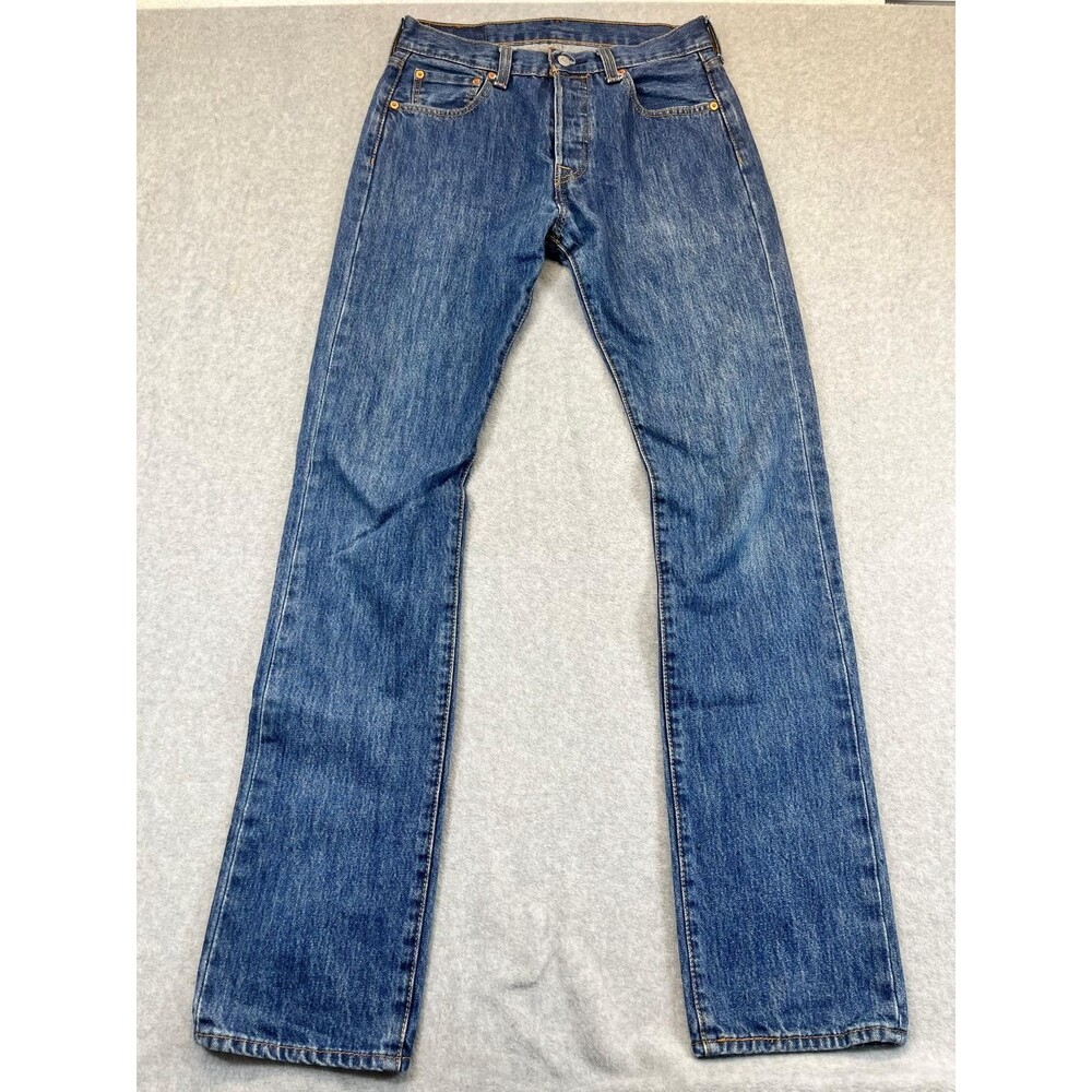 Levis 501 Original Fit Jeans Mens W30 L36 Medium Wash Button Fly 00501-0194